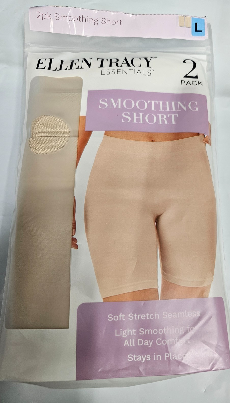 Ellen Tracy Essentials 2-Pack Smoothing Shorts Sunbeige