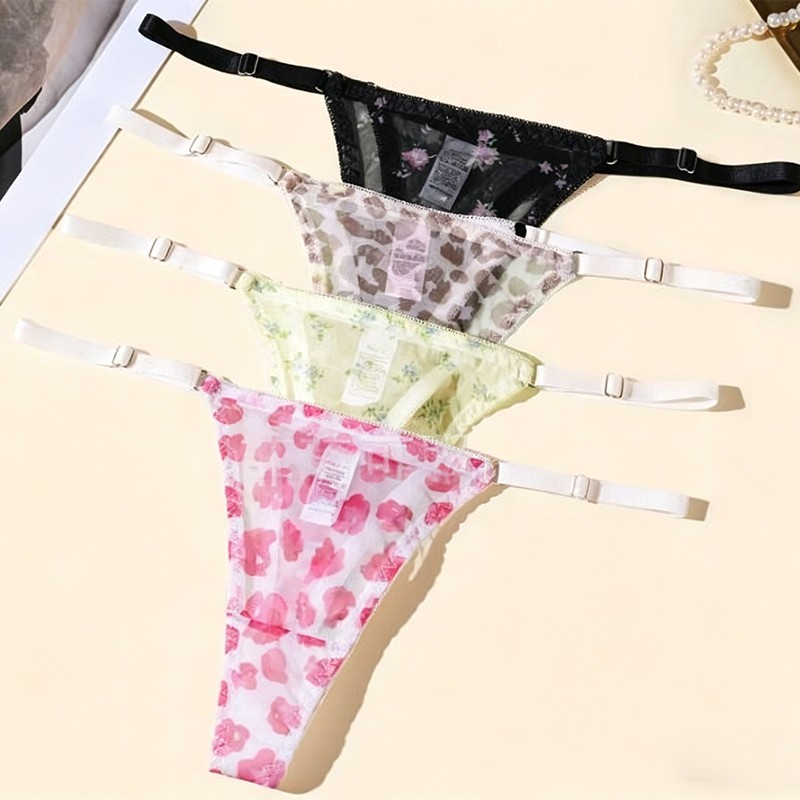 4PCS/LOT Sexy Ladies Womens Sheer See Through Panties Thongs Lingerie Underwear