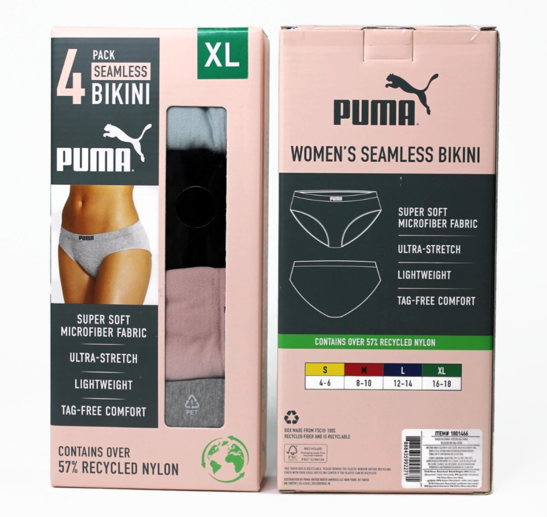 NEW Puma Women’s 8-Pack Seamless Bikini, Multicolor, Size XL 2 Boxes (8 Total)