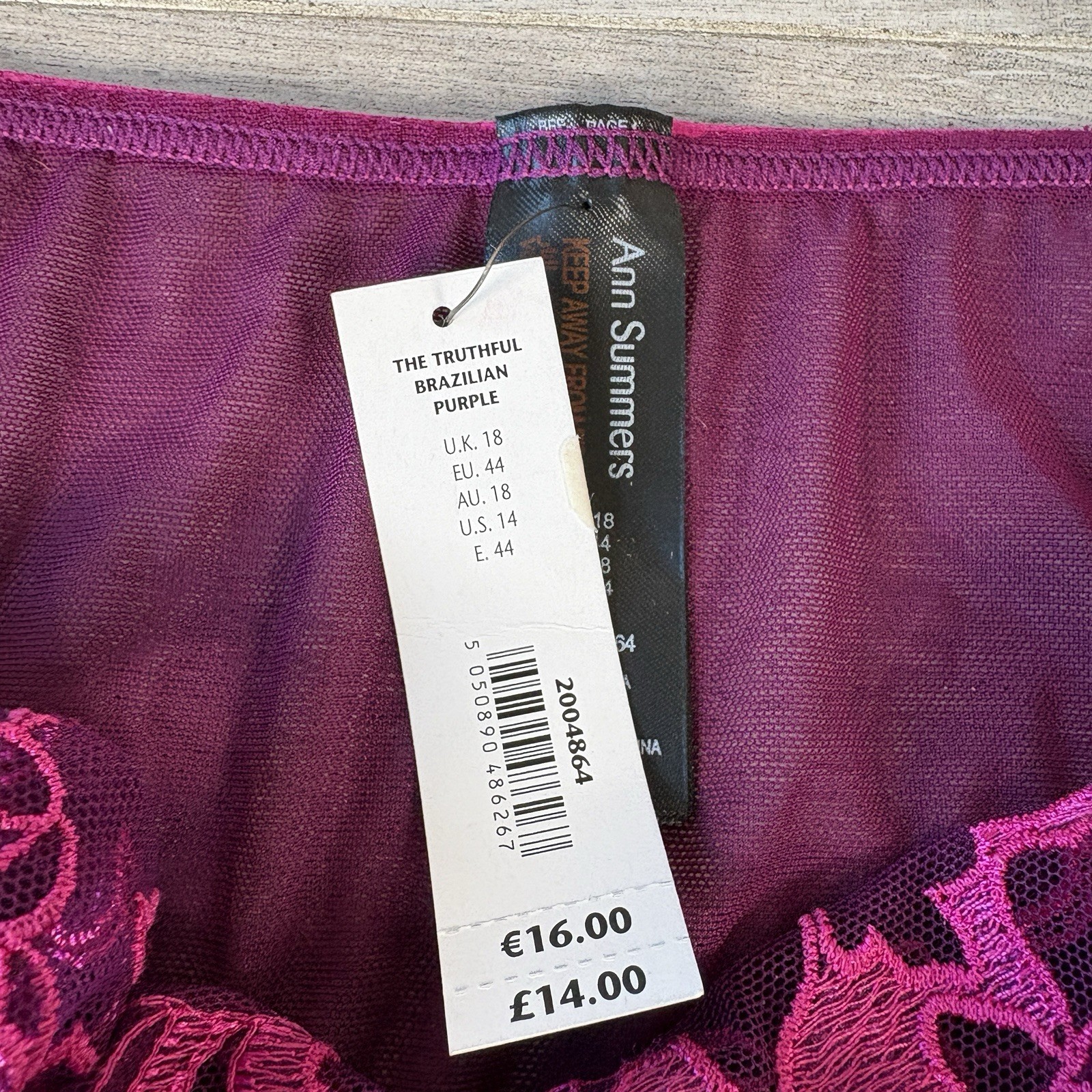 Ann Summers Briefs The Truthful Brazilian Purple Floral Uk 18 New With Tags