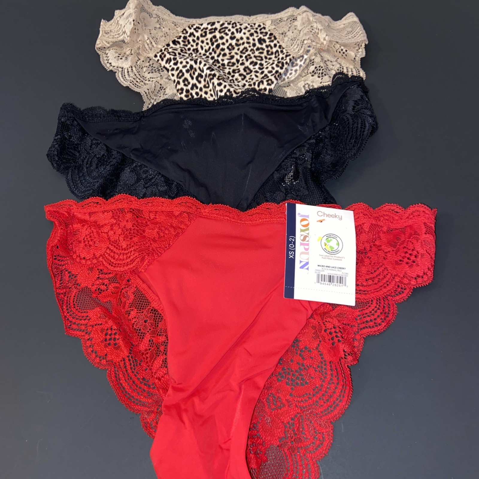 NEW! Joyspun 3 Pack! Sexy Microfiber & Lace Hipster Panties / EXTRA SMALL / 0-2