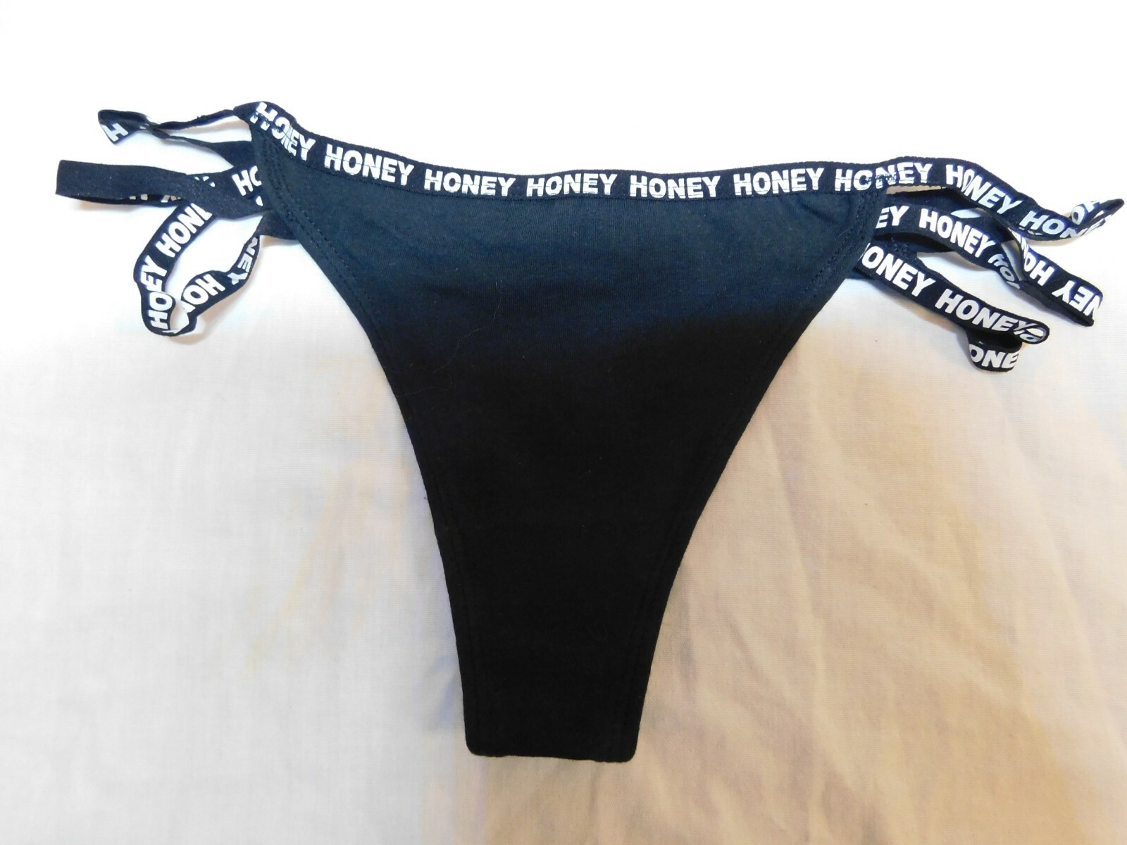 Rue 21 Women’s Thong Panties LARGE W Strappy Sides Black Honey New