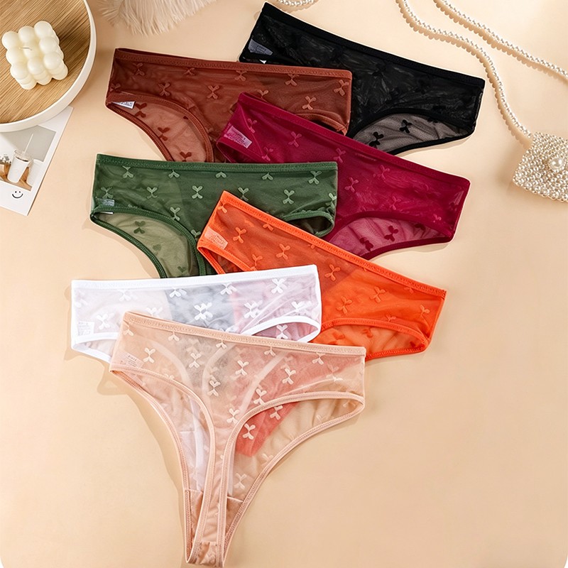 4 Pack Lot Sexy Womens Sheer See Through Panties Thongs Underwear Lingerie Brief