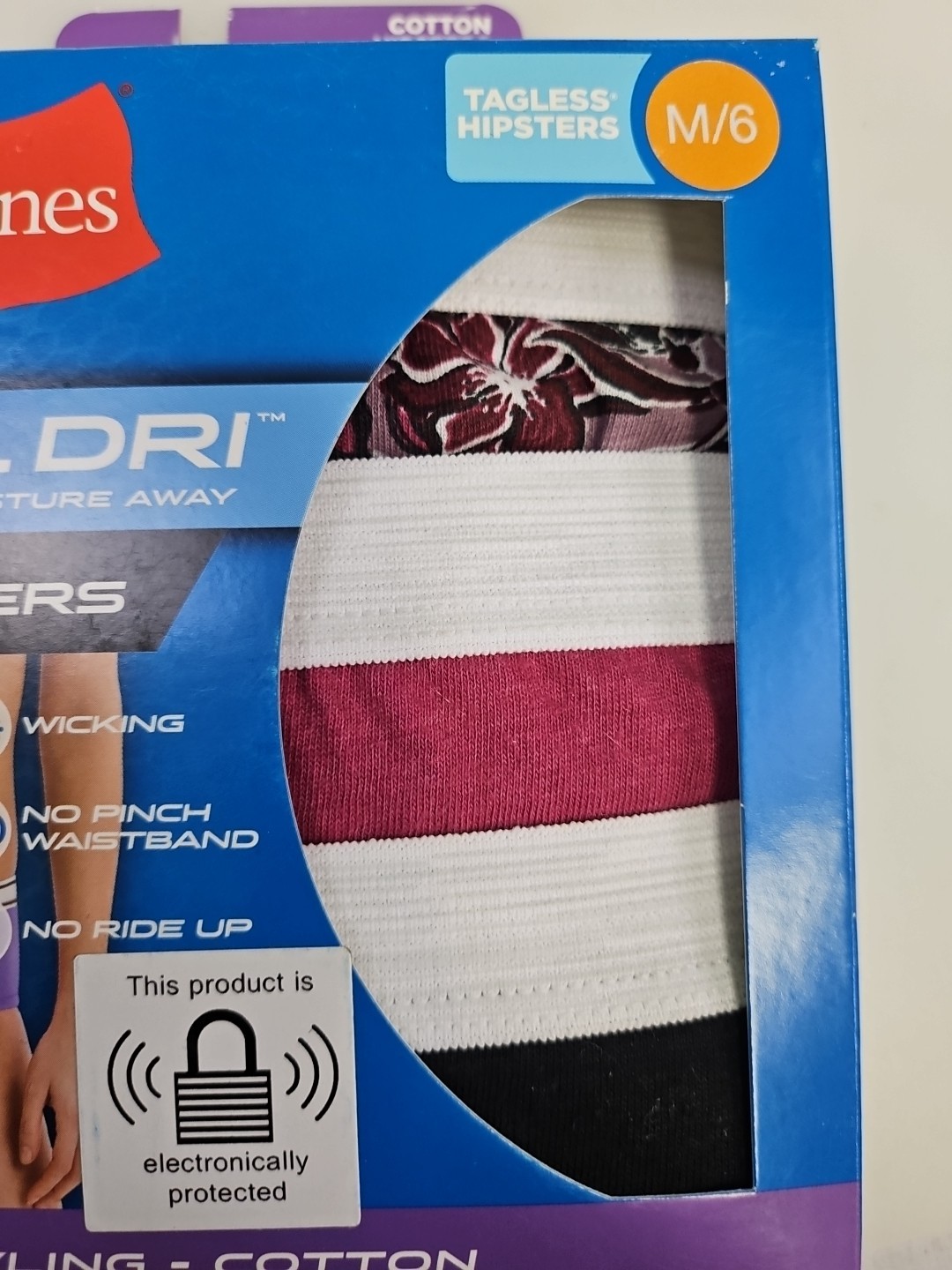 Hanes Women’s Cool Dri Hipster Panties Tagless Wicking No Ride Up 3 pair Sz M/6