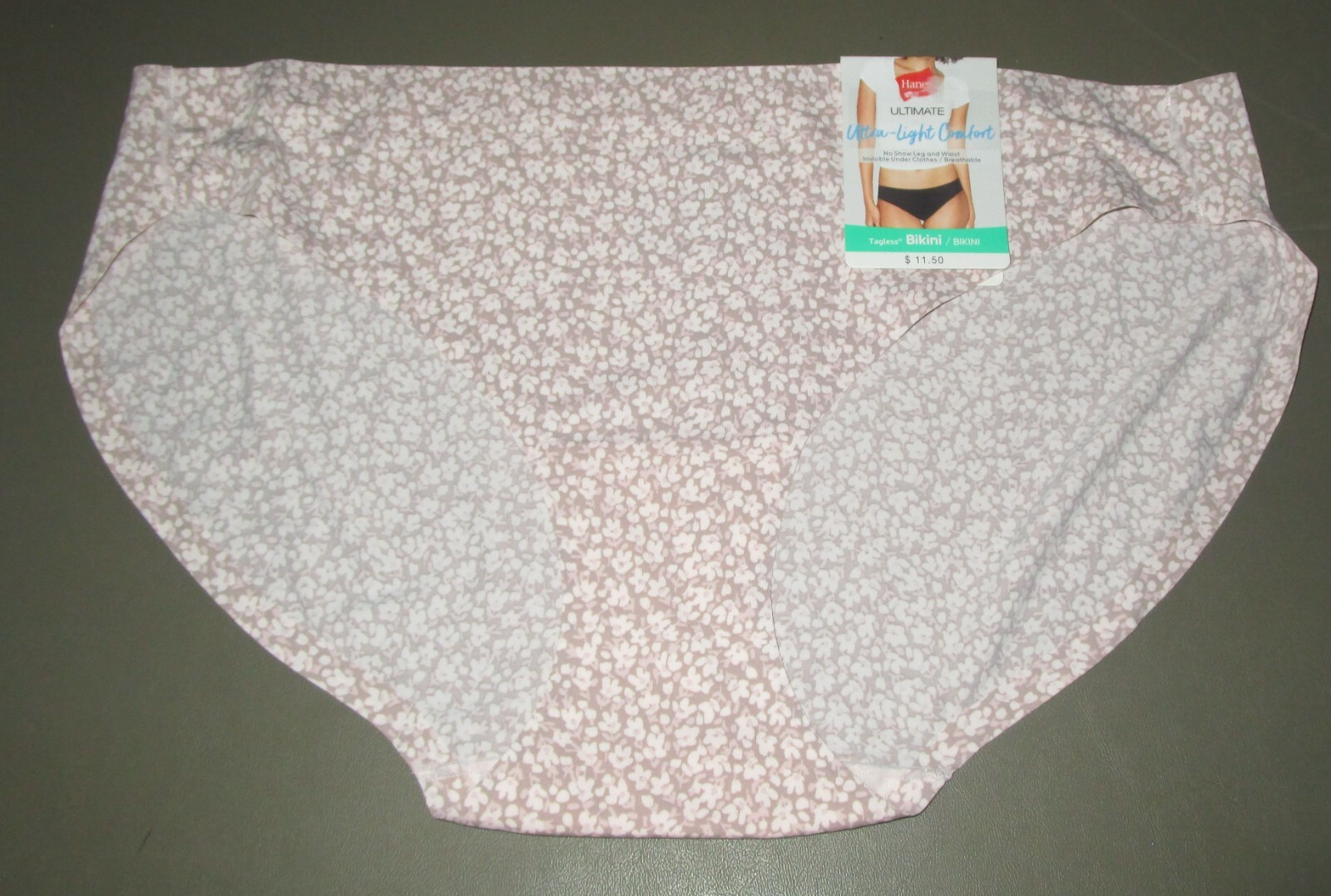 HANES~L 7~42ULC1~Blush Wildflower Print Ultimate Ultra-Light Comfort Bikini