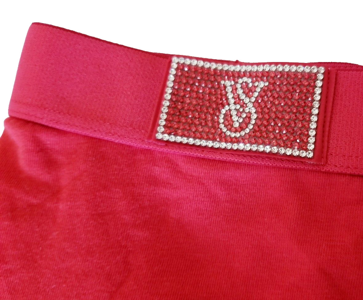 NWT VICTORIA’S SECRET Hiphugger Hipster Pantie SIZE XL RED W/LOGO Bling Bling