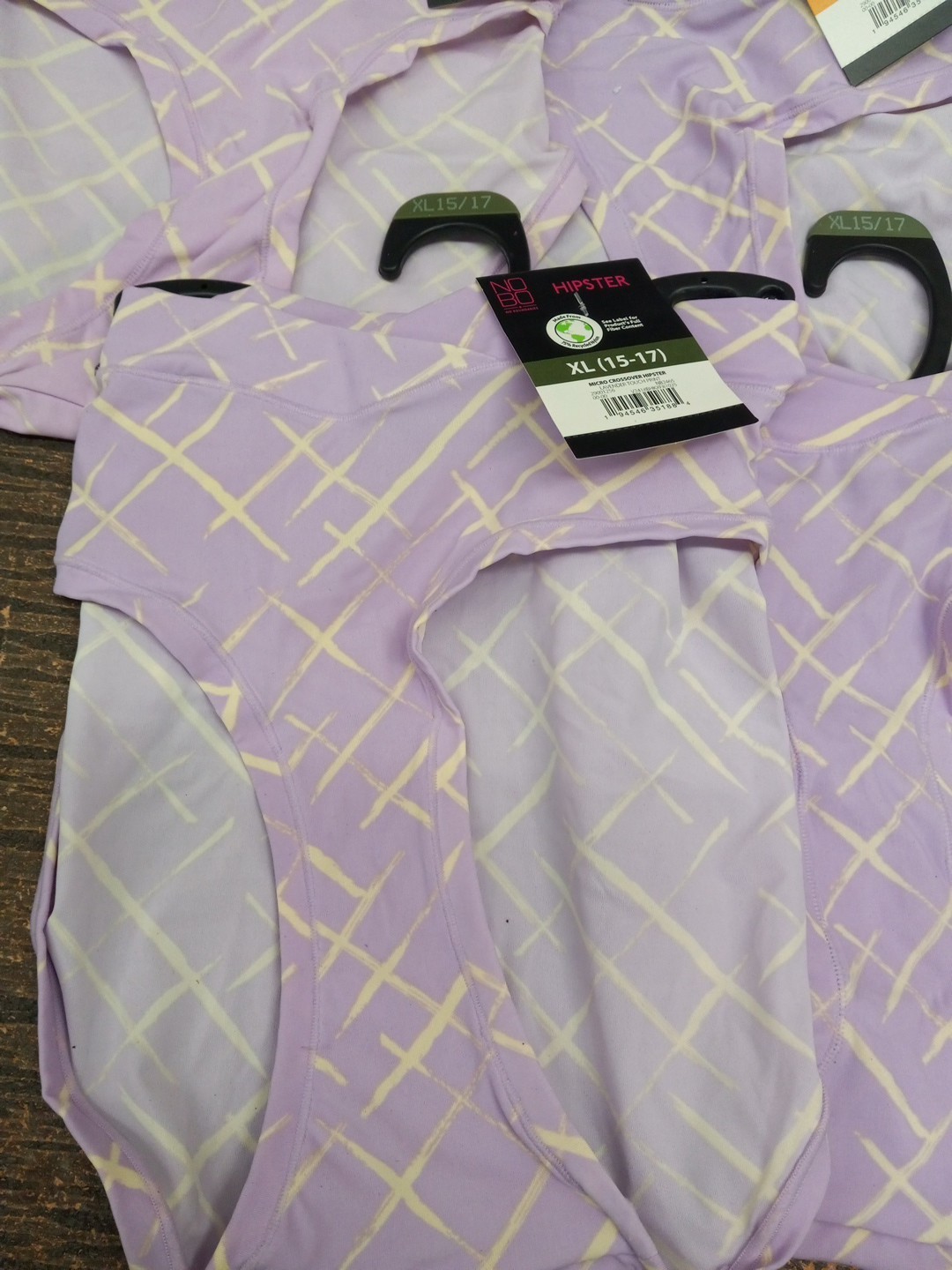 NoBo Womens Micro Crossover Hipster Panties Lavender Sz L (3) & XL (2) Lot Of 5