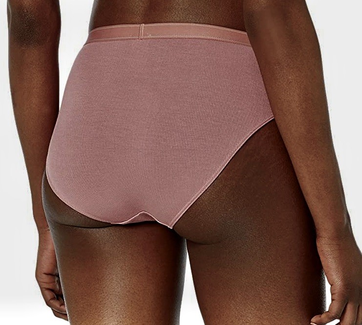 CALVIN KLEIN Pure Ribbed Modal Red Grape Mauve Hi Waist Bikini Panty Womens M 6