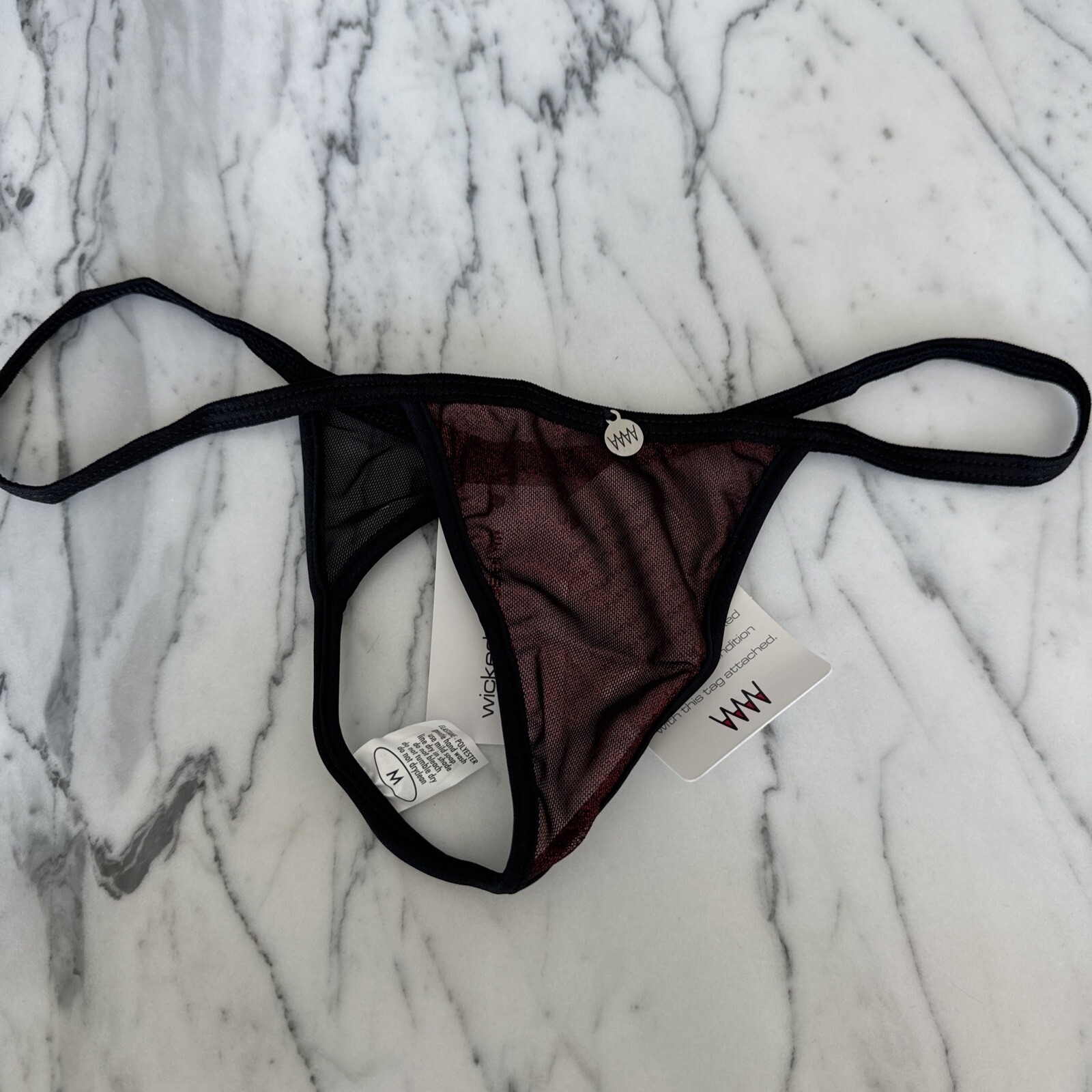 RARE 607 Hipster Wicked Weasel Red Disco triangle back Thong Old M, new S