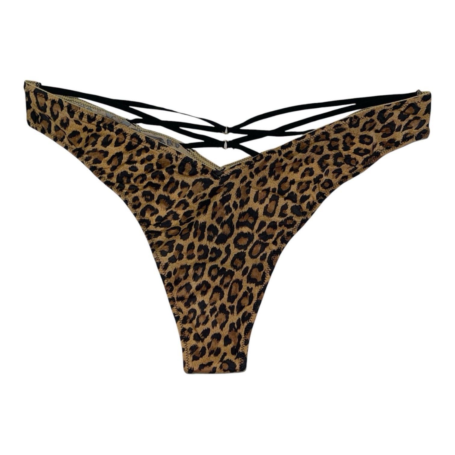 Victoria’s Secret Strappy Thong Panty XL Lot of 3 Bundle NWT WhiteLeopardGreen