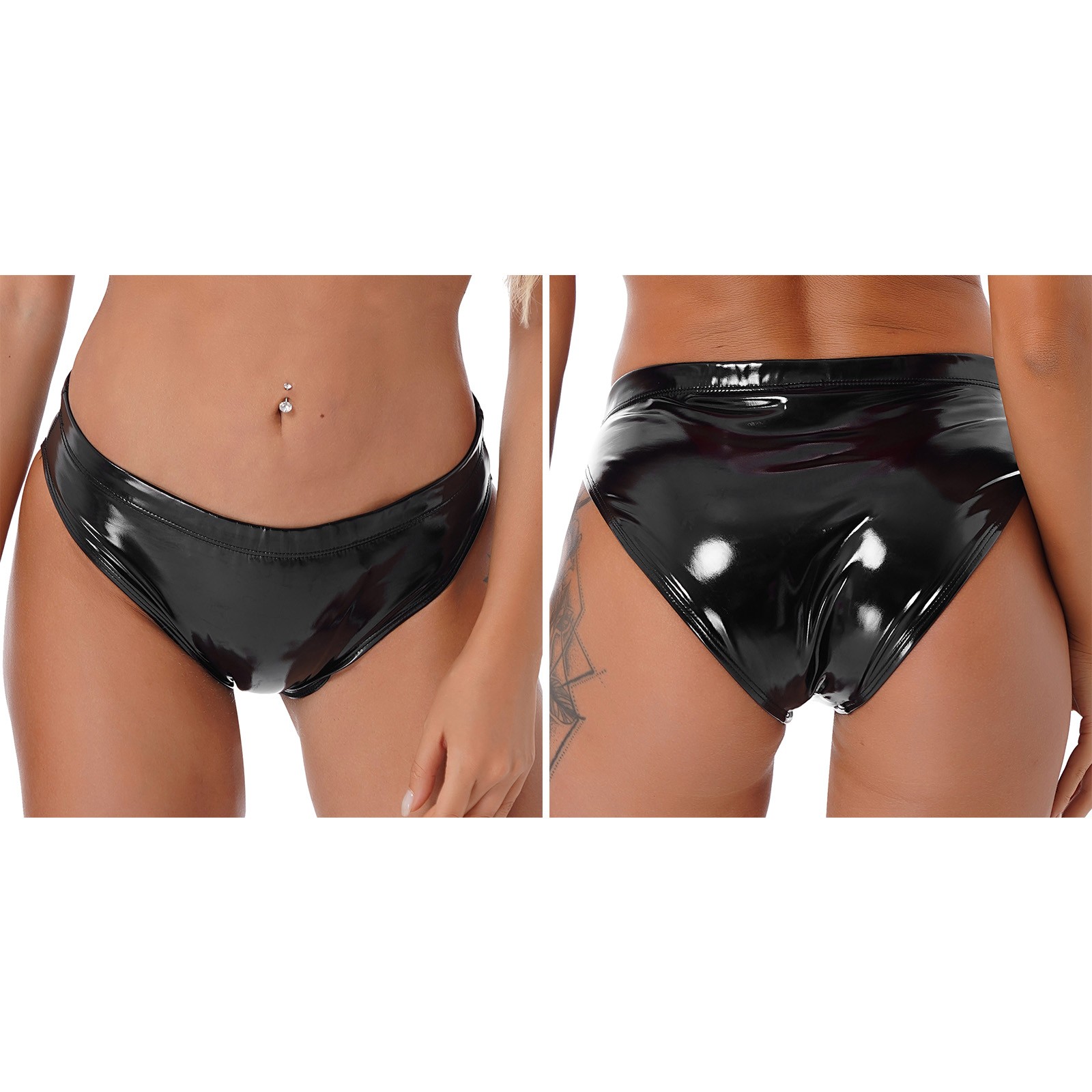 Women Briefs Sexy Panty Low Waist Underwear Cheeky Knickers PVC Trunks Hot