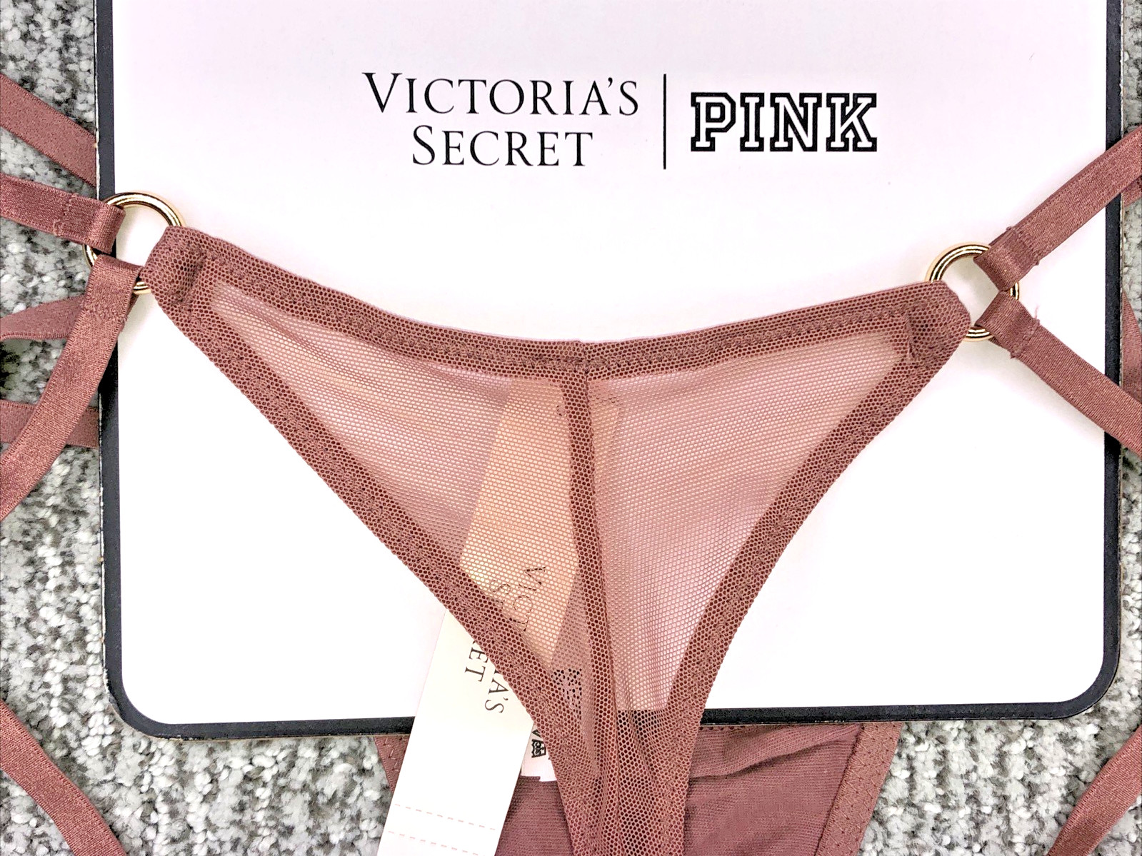Victoria’s Secret NWT Strappy High Leg Hardware Cheeky Panty Large Pink Sexy