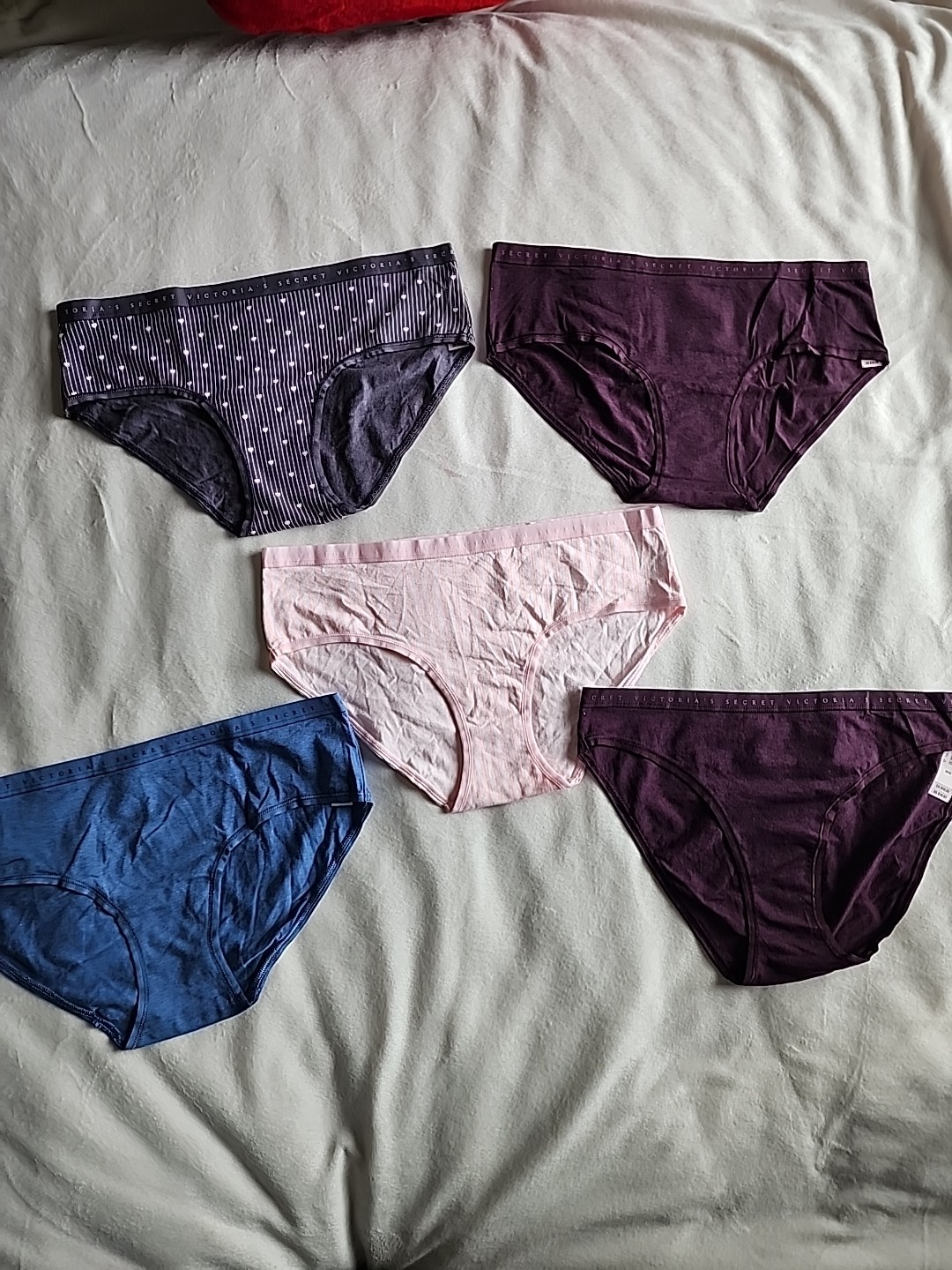 5 VICTORIA SECRET PANTY BIKINI CHEEKHIPHUGGER, Cotton Blend, Sz M India 54867 Nw