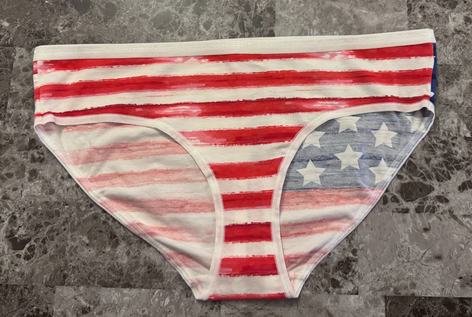 NWT VICTORIA’S SECRET XL RED WHITE BLUE FLAG PATRIOTIC RARE HIPHUGGER PANTIES