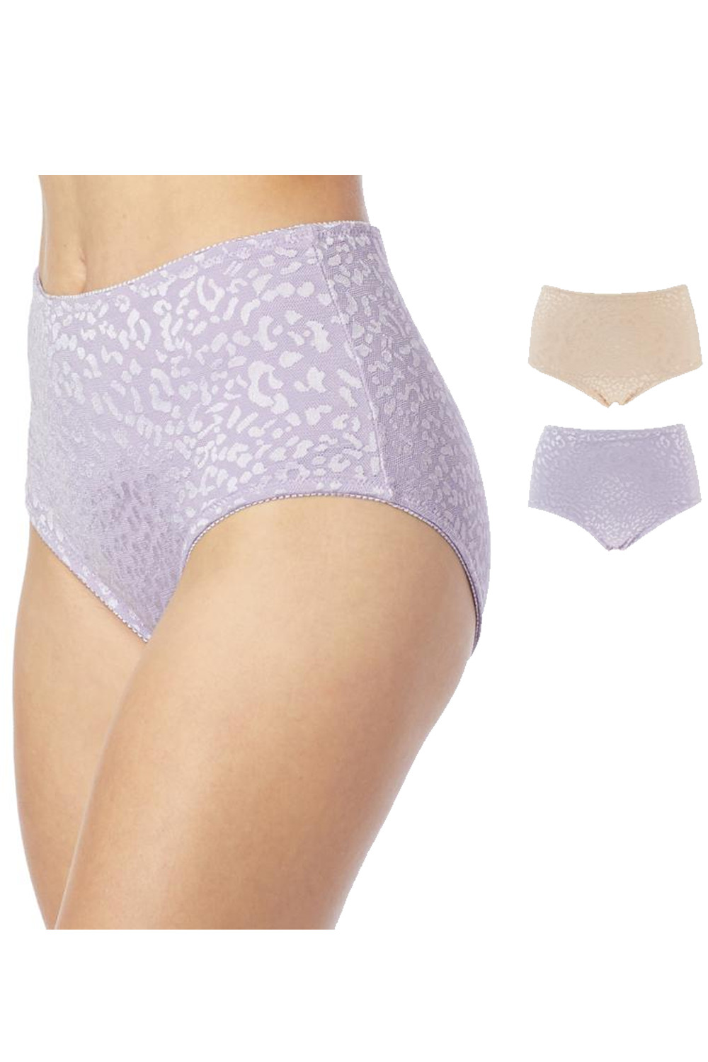 Rhonda Shear 2-pack Jacquard Smoothing Brief Light Beige/Lilac