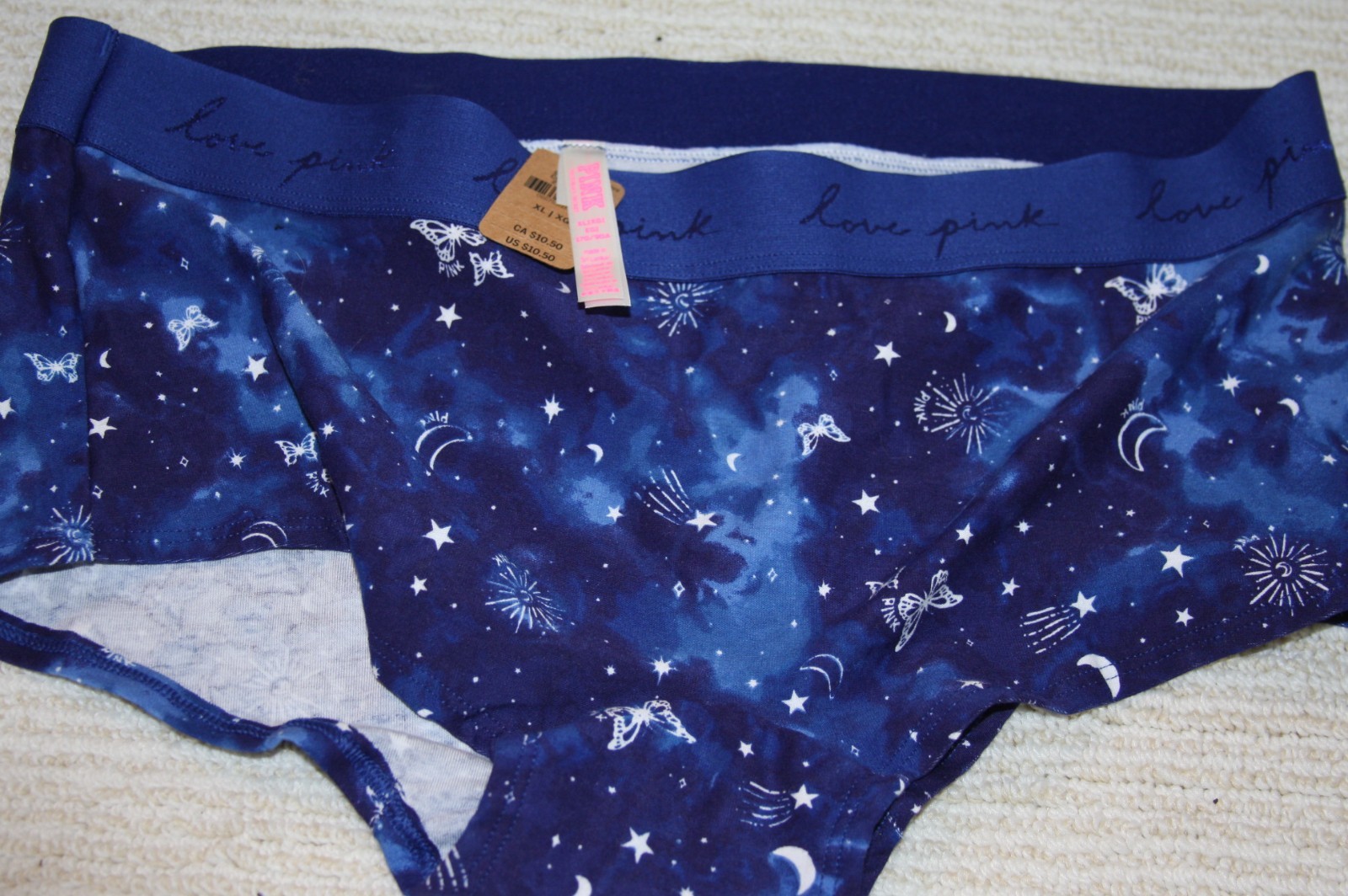 Victoria’s Secret PINK Hipster Underwear XL Celestial Galaxy Star Moon Blue NWT