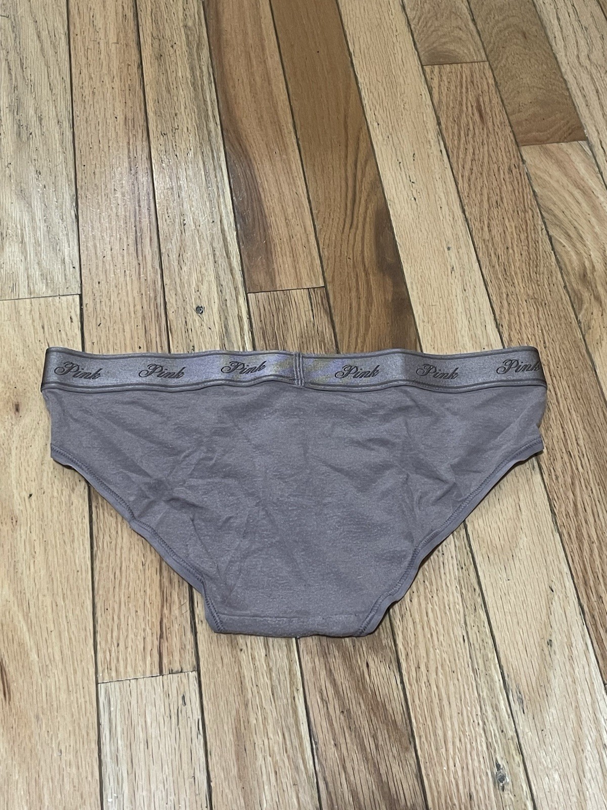 PINK Bikini Panties Brown S Cotton Elastane Stretch Logo Women