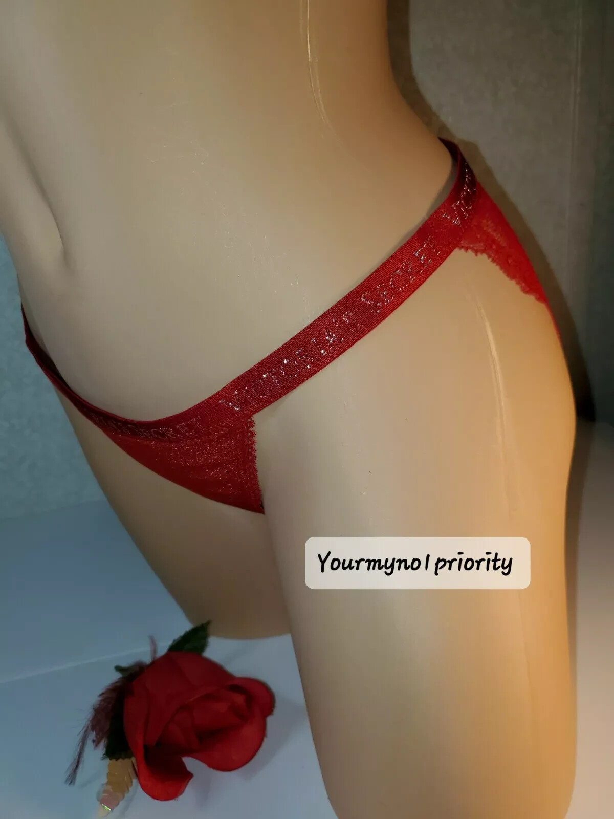 S,XL VICTORIA’S SECRET Bling Metallic Shimmer Logo String Bikini Panty Lace Back