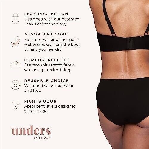 Proof. Brief, Moderate Absorbency Period Underwear for Women – Holds up to 2…