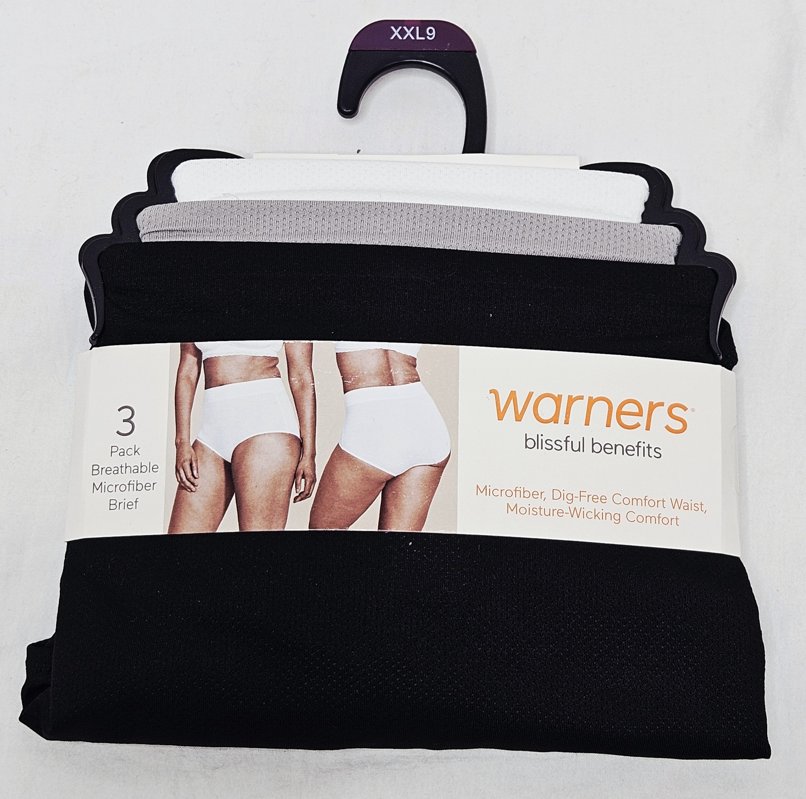 Warners Blissful Benefits Breathable Microfiber Brief 3 Pk Plus Sz XL 2XL or 3XL