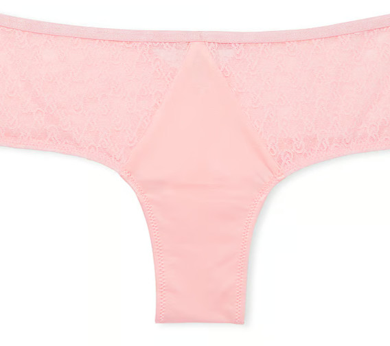L Pink Blossom Satiny Insert LOGO Lace Very Sexy Cheeky Victorias Secret Panty