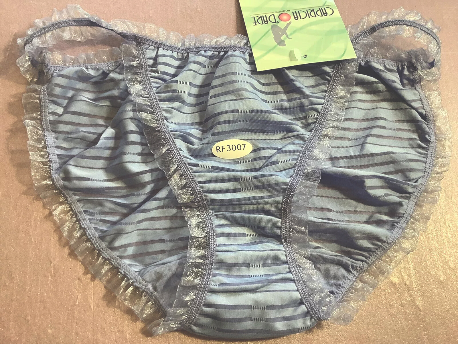Women Panties Bikinis CAPRICIA O’DARE size L/7 Striped Transparent W/decoration
