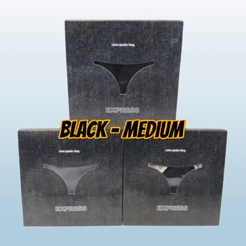 EXPRESS INTIMATES COTTON SPANDEX THONG PANTY BLACK SIZE MEDIUM BOXED LOT OF 3