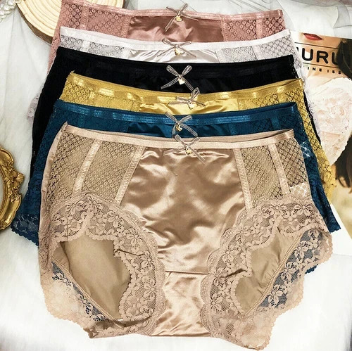 6 Packs Lot Sexy Womens French Lace Brief SilkySatin Panties Underwear Lingeries
