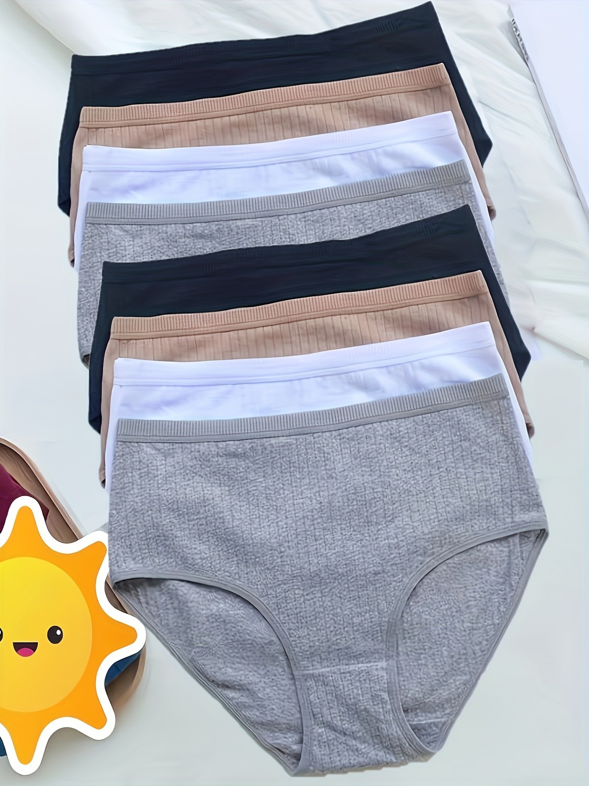 [8pcs High Rise Briefs] 8pcs Solid Simple High Rise Briefs, Comfy Breathable Str