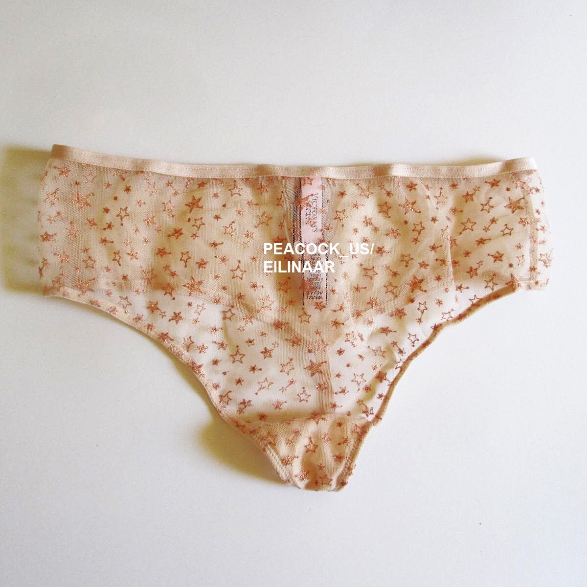 Victoria’s Secret Dream Angels Mid-Rise Wide Side Thong Panty Size S Gold Stars