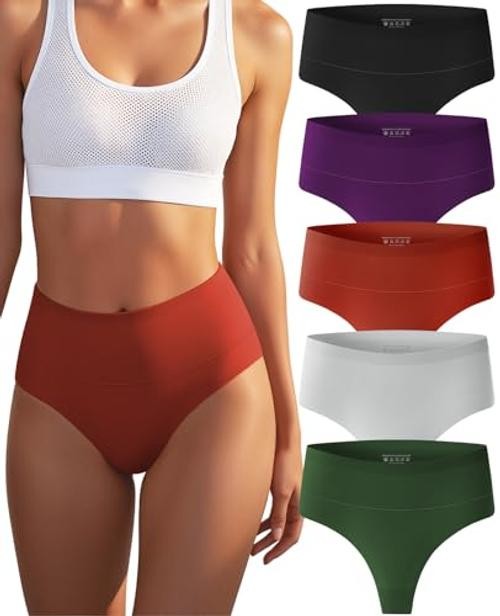 Thongs for Women High Waisted Sexy Seamless Underwear Large 5 Color Packs
