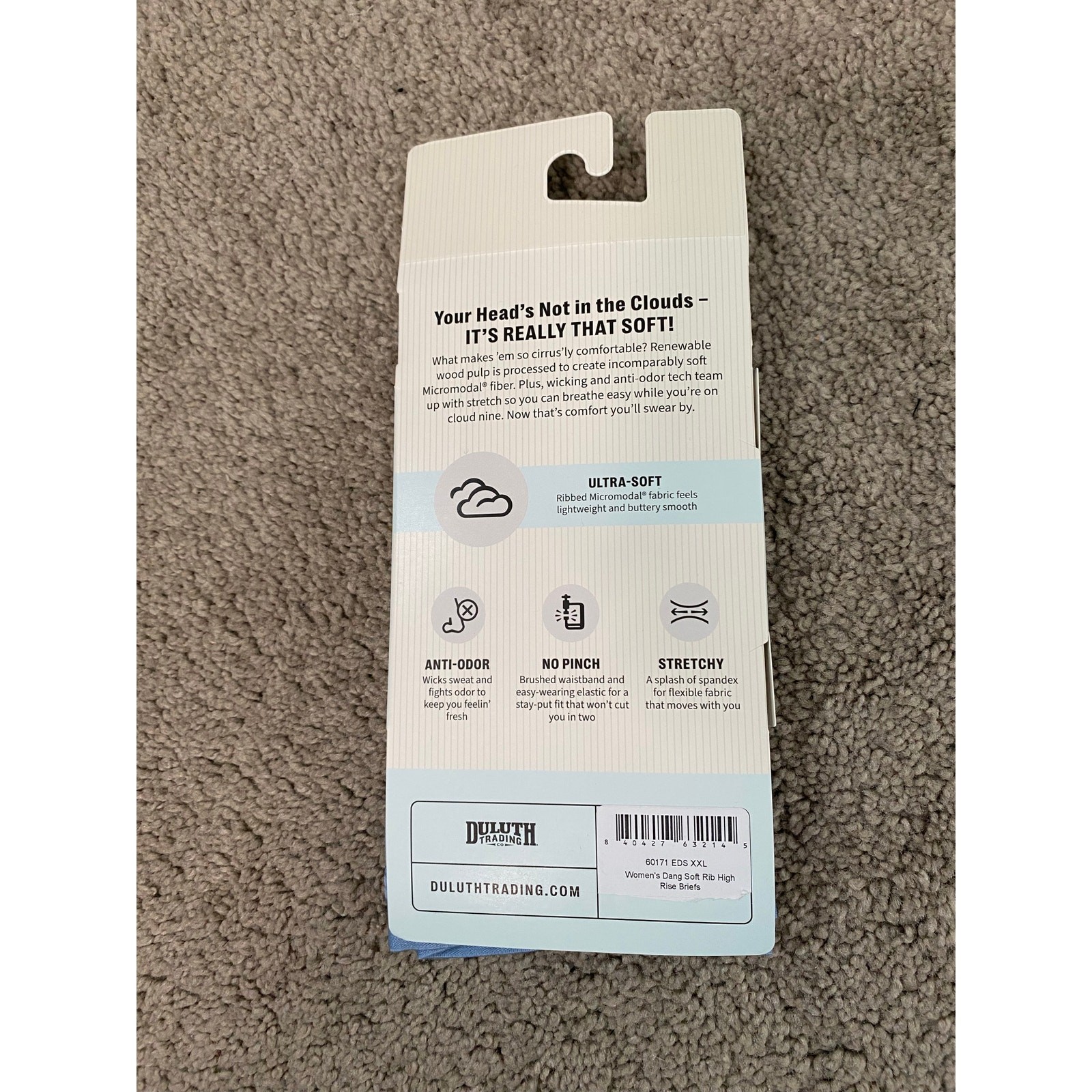 NWT Duluth Trading Cloudlike Softness Ribbed Brief Underwear Blue Size XXL