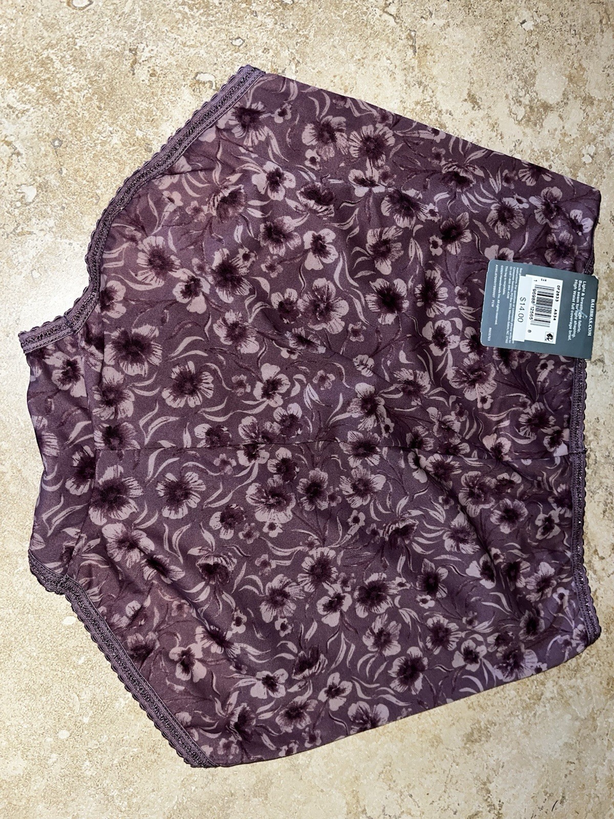 NWT BALI Floral Skimp Skamp Brief Panty Large 7 2633