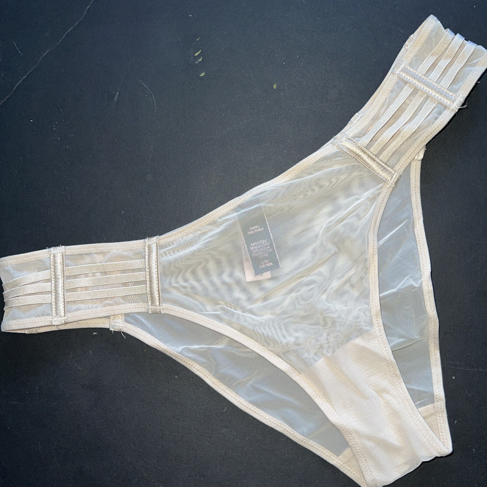 NWT Victoria’s Secret S,L,XL panty CHEEKINI TANGA strappy Light BEIGE MESH