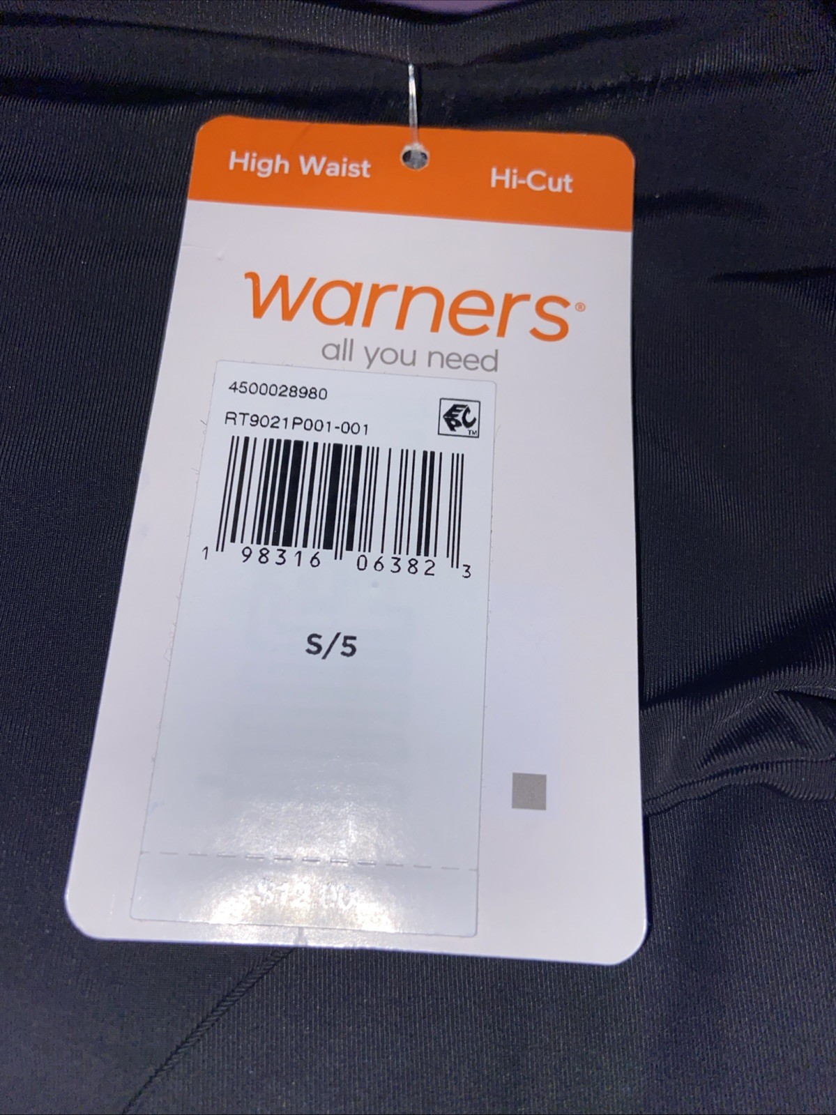 Warners Black Smooth It Over High Waist Brief Panties / Small / 5