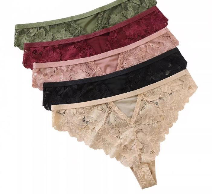 5 Pack Lot Sexy Womens Satin Panties Underwear Lace Briefs Bikini Thong Lingerie