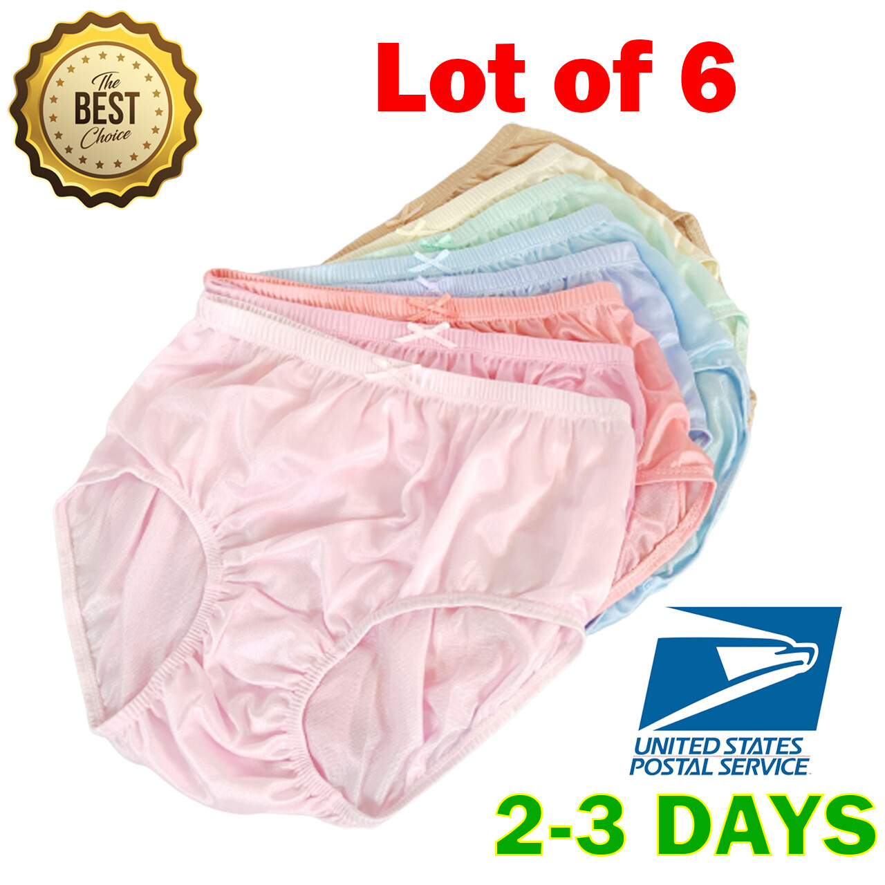 6x Vintage GRANNY High Waist Nylon Bikini Underwear Panties Briefs Plus Size 3XL