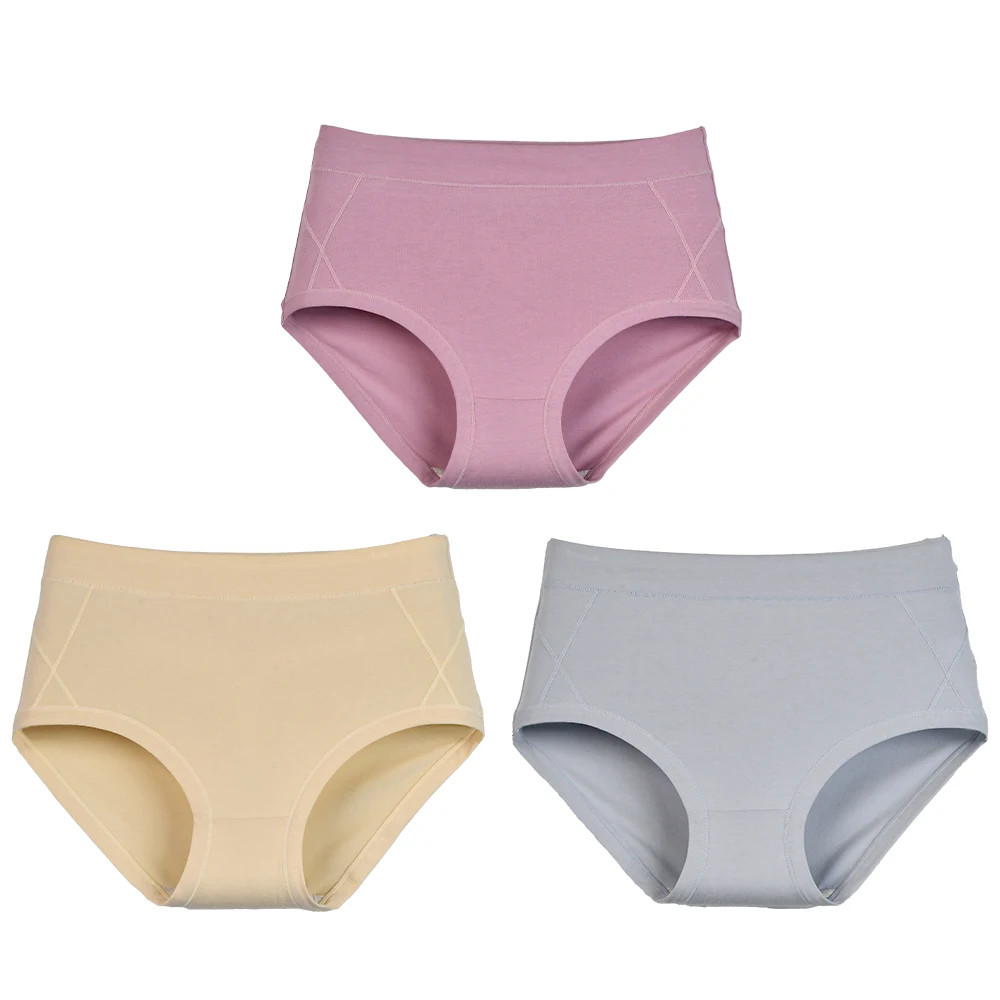 Cotton Brief Panties High Waist Women’s Soft Breathable Underwear 3 Pcs