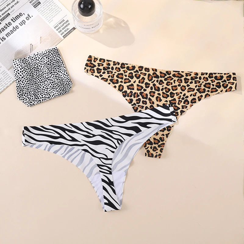Leopard Thong Panties Women’s Low Rise Seamless Soft Stretch Breathable Comfort