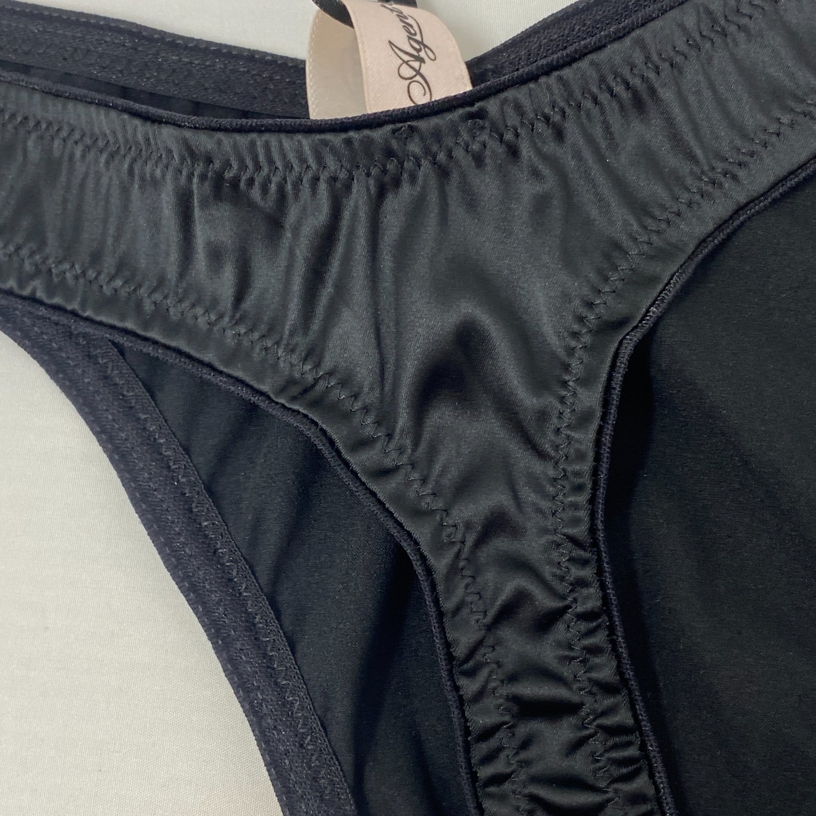 Agent Provocateur Nikita Black Satin Thong AP4 Large NWT