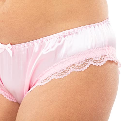 Women’s Tanga Bikini Lingerie Briefs Panties Satin Frilly XX-Large Baby Pink