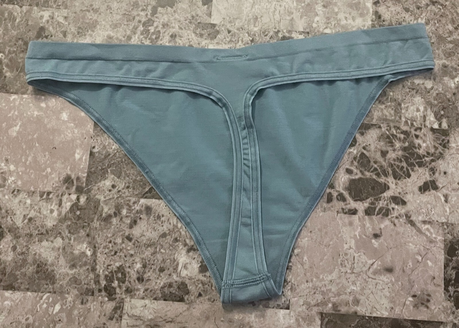 NWOT BODY BY VICTORIA’S SECRET LARGE BLUE SEAMLESS VINTAGE RARE THONG PANTIES