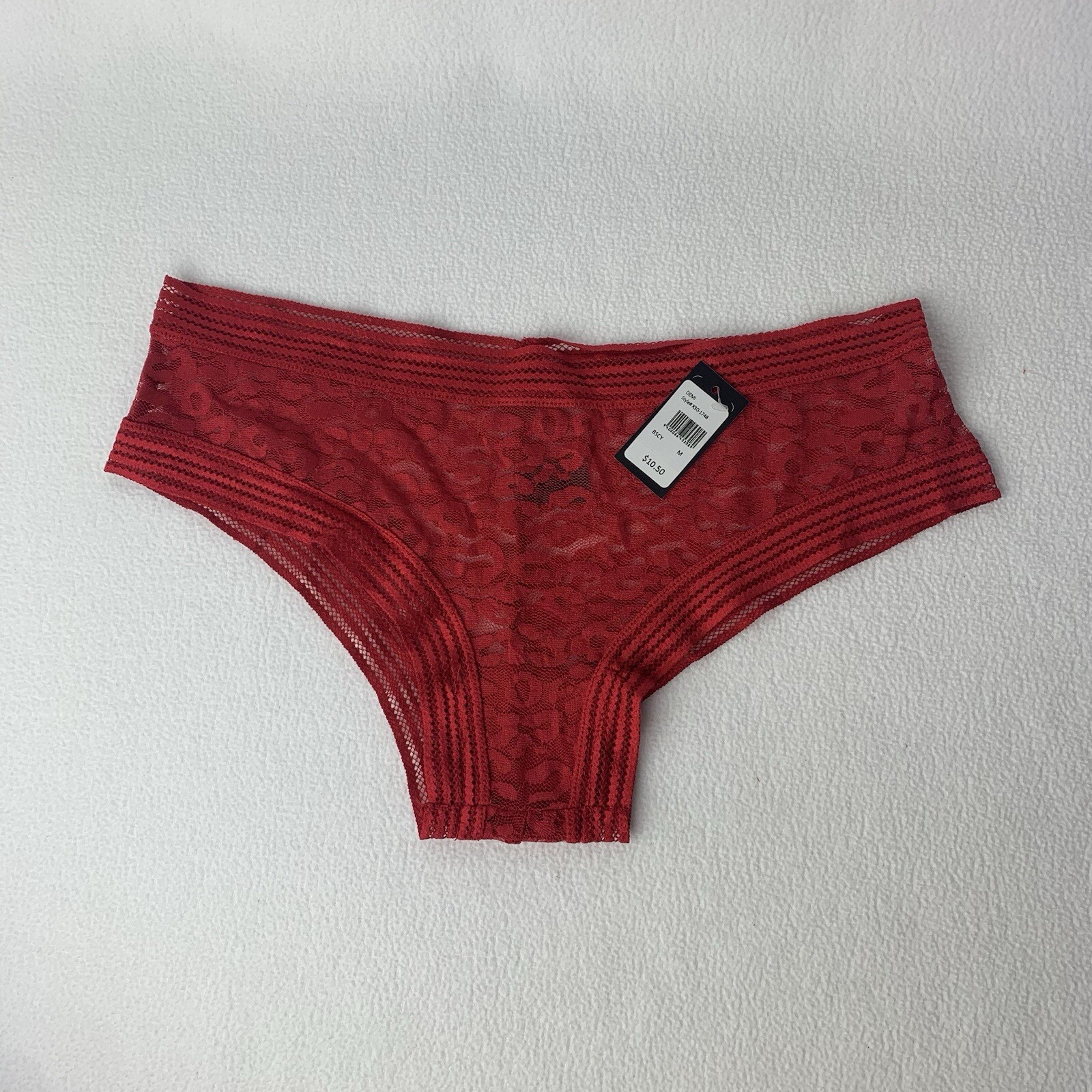 Fredericks of Hollywood Demi Leopard Mesh Panty Lingerie Red Medium NWT