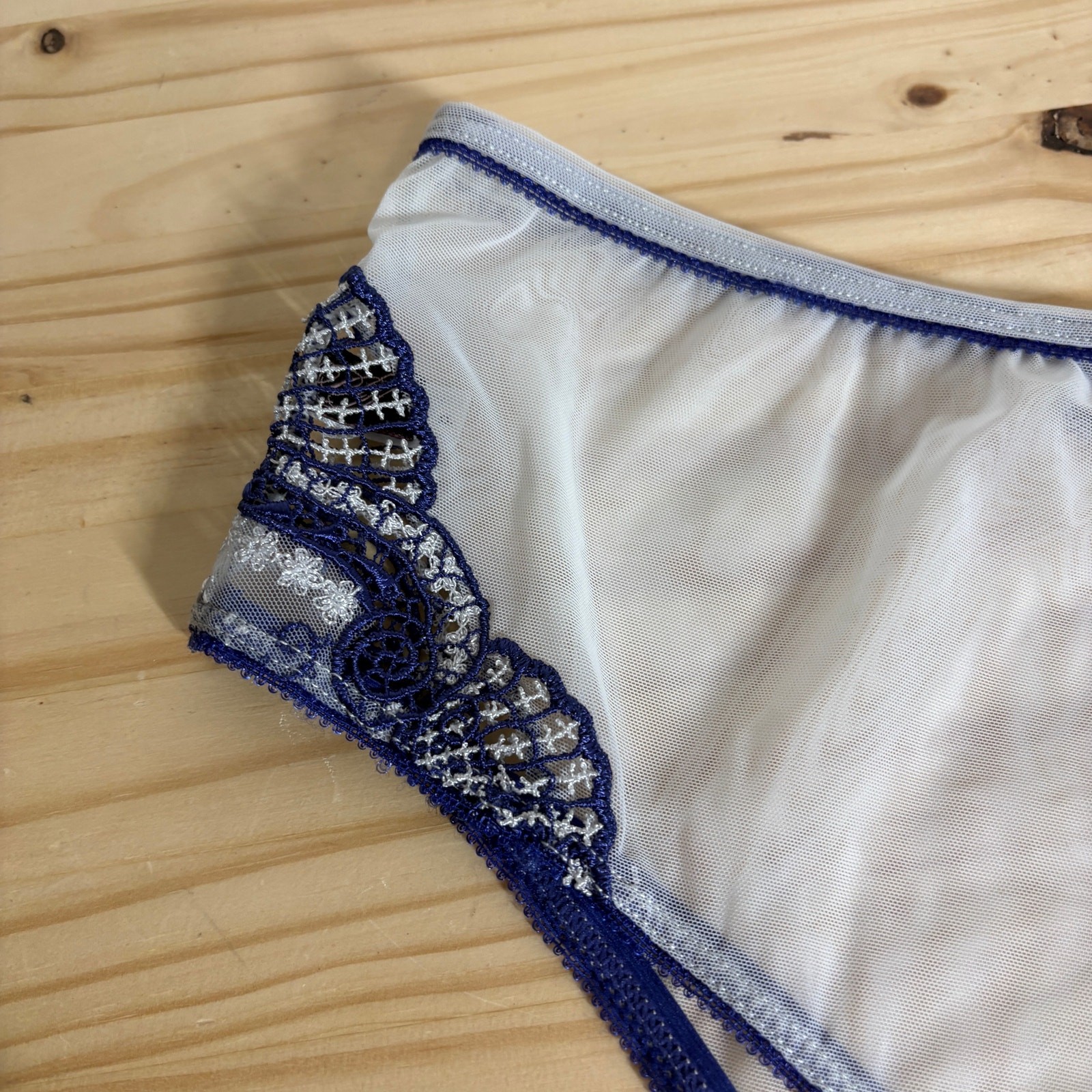 Pfiff Womens Size XL Lace Crochet Mesh Panty Opaline White