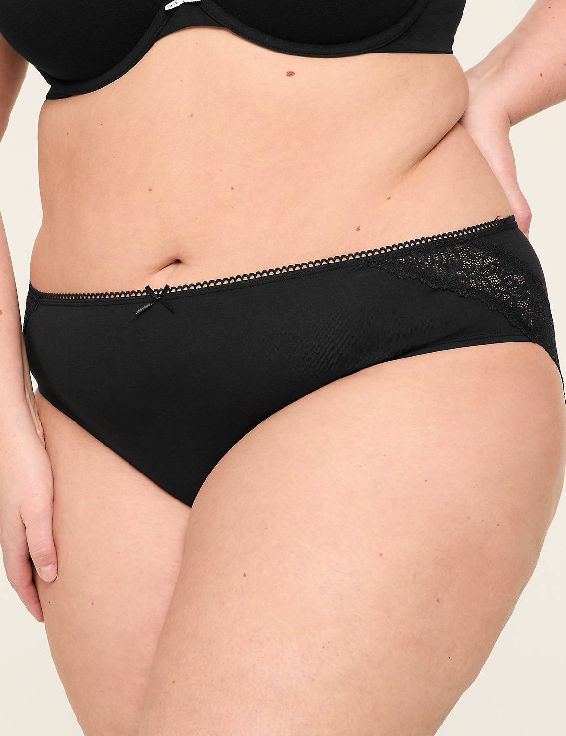 NWT Cacique Hipster Panty Lace Trim Back Plus Size 14/16 XL Black Purple Floral