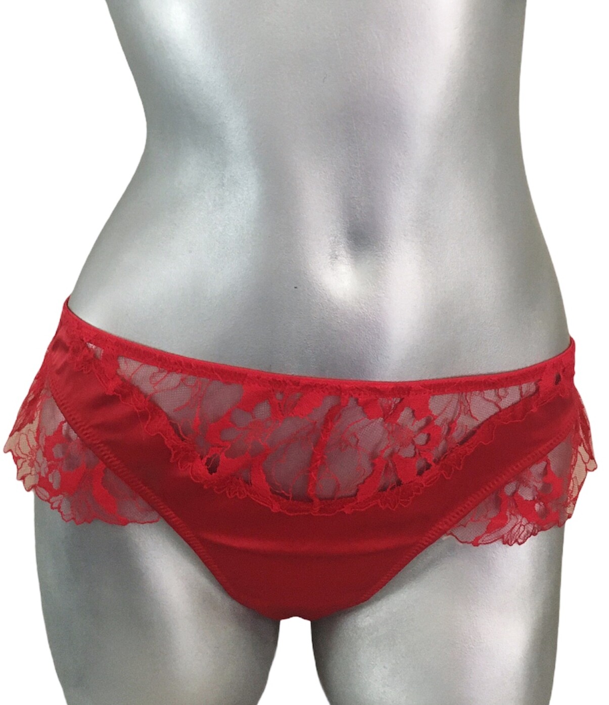 Victorias Secret Luxe Lingerie Embroidered Thong Panty Lipstick Red XL Nwt