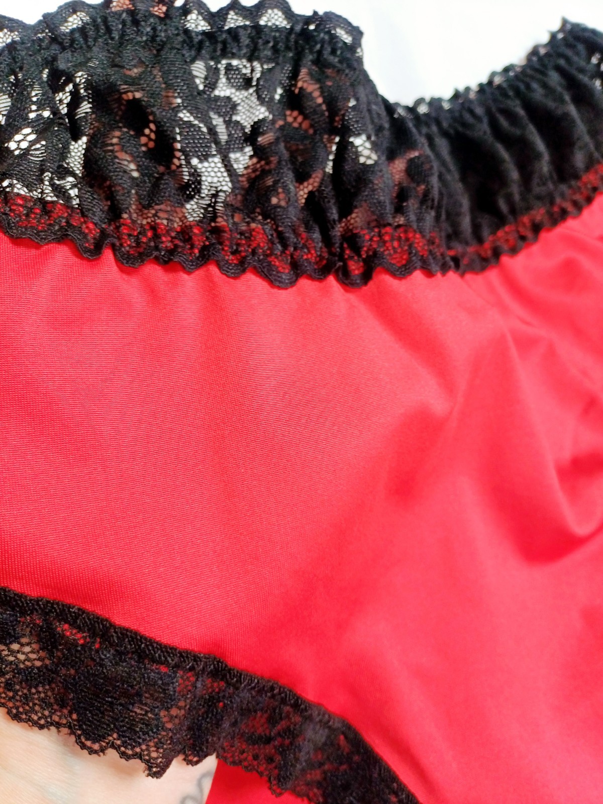 Womens Comfort Stretchy Red & Black Lace Panties Knickers Sissy CD TV 1 XL 18-20