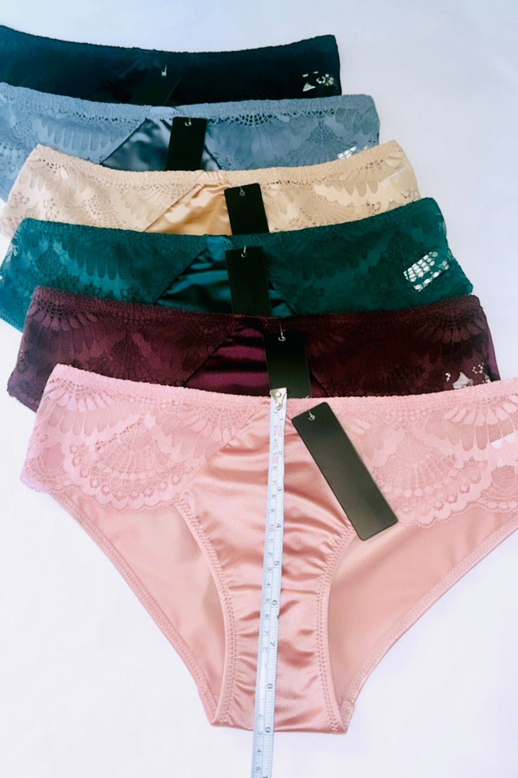 6 Pack PRETTY SATIN BIKINIS Style PANTIES Womens Under #68836 Lace Multi-Color M