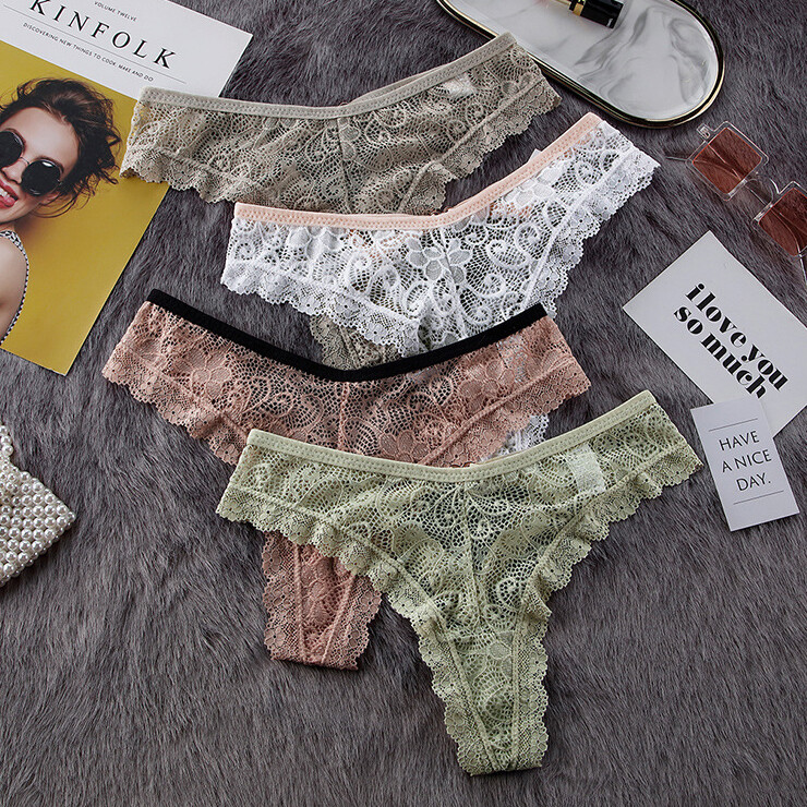 4 Pack Lot Sexy Womens Lace Panties Thongs G string Underwear Lingeries Briefs