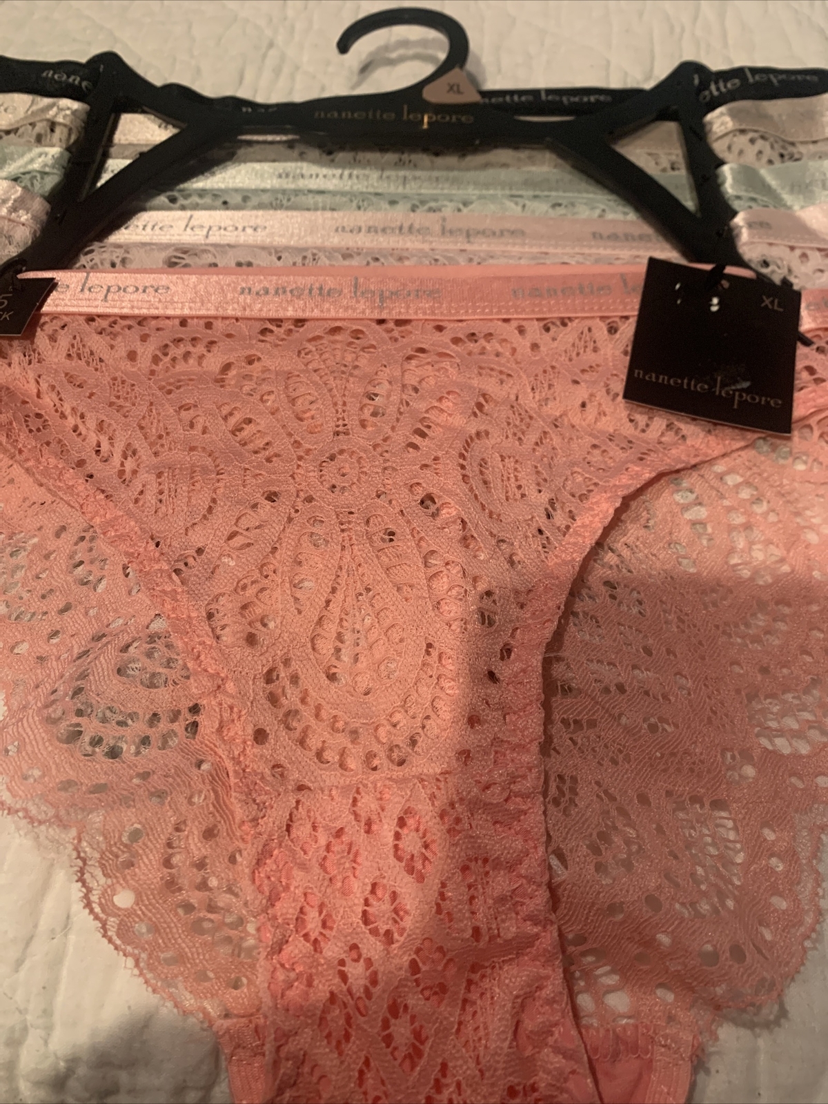 Nanette Lepore 5 Pack Thong Lace Bikini Panties Set Size XL Underwear